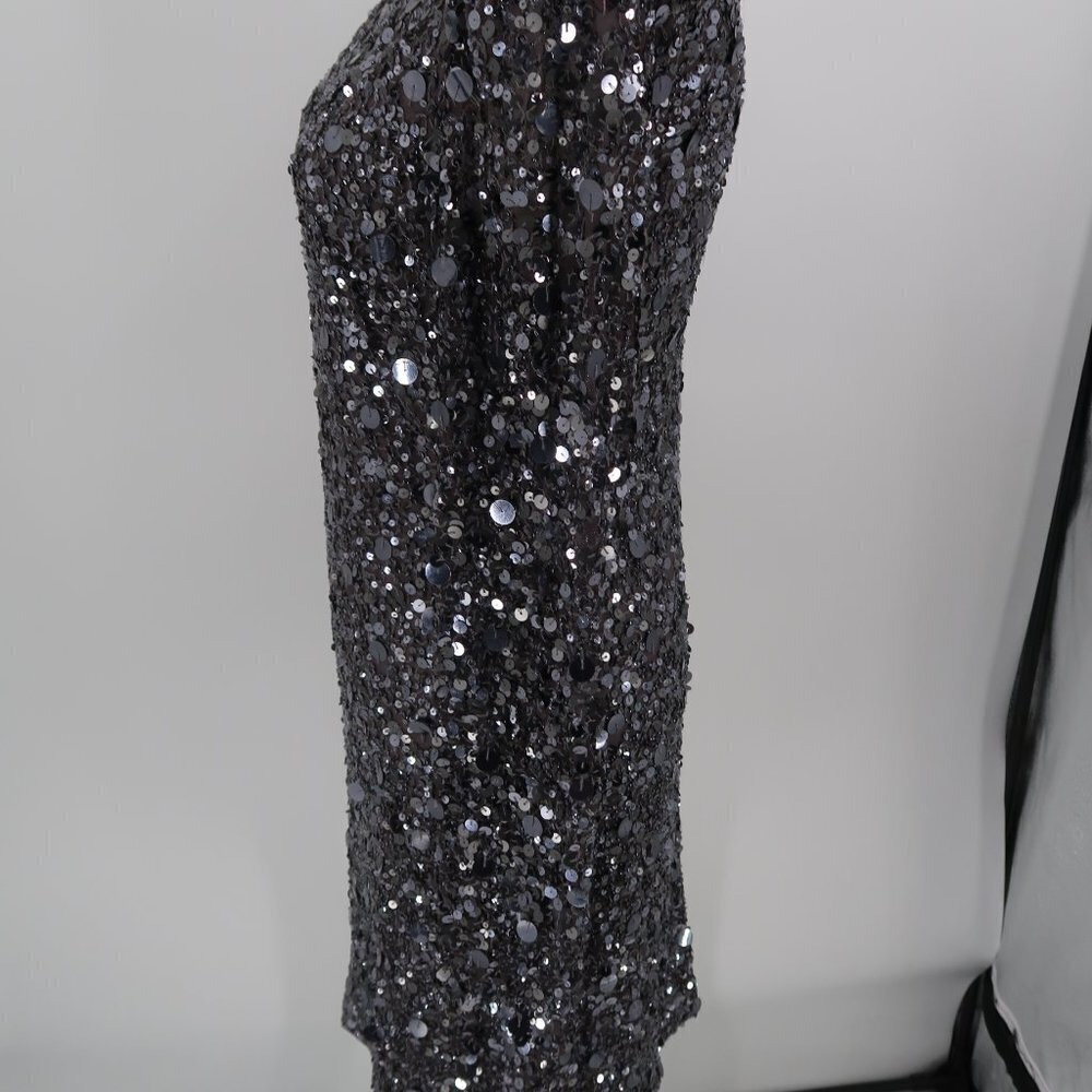 Aidan Mattox Silver Fully Sequined Long Sleeve Co… - image 7